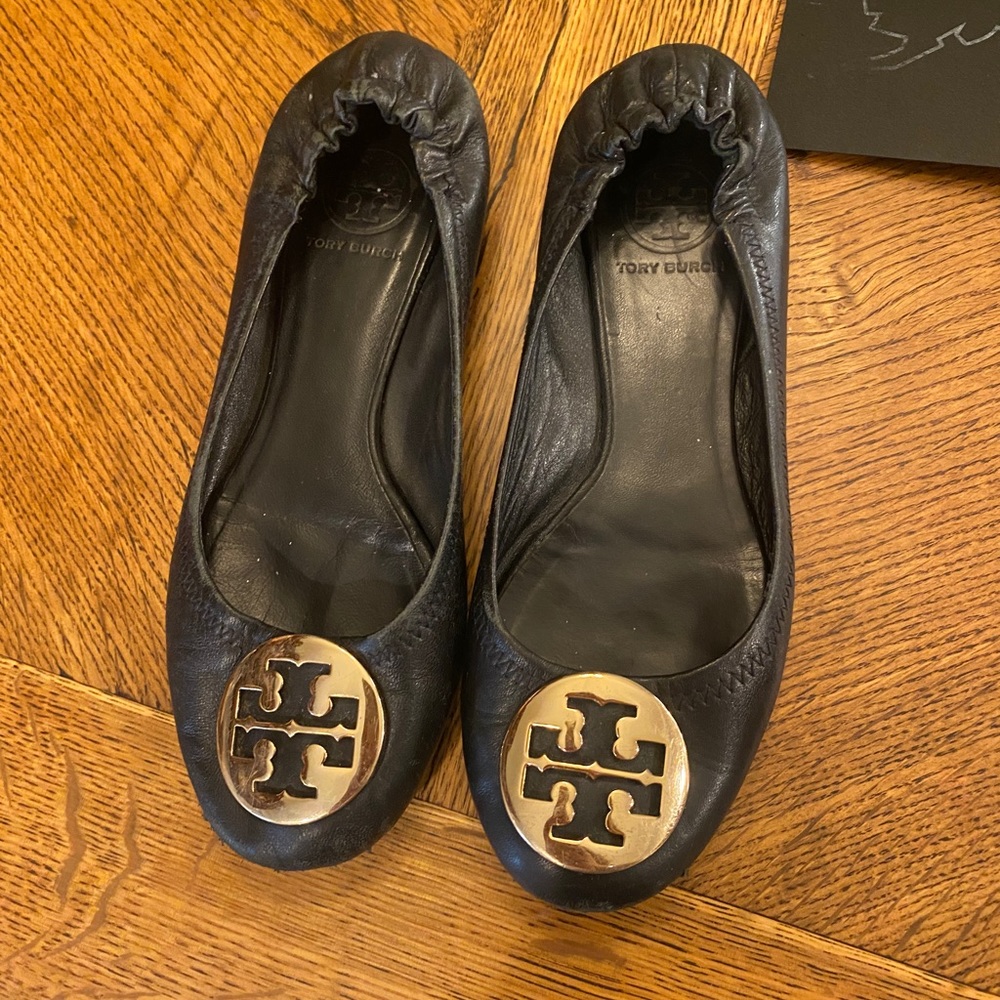 Tory Burch Black Leather Flats